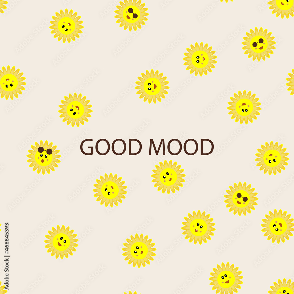 Sun with a smile seamless pattern. Background of a good mood, positive emoji, hipster. Happy, surprised face of childish pattern. For baby textiles, prints a template for the design of kids brochures. Sun with a smile seamless pattern. Background of a good mood, positive emoji, hipster. Happy, surprised face of childish pattern. For baby textiles, prints a template for the design of kids brochures.