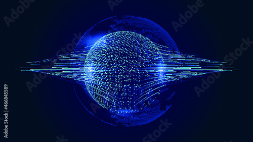 3D particle sphere and ray Internet technology big data background