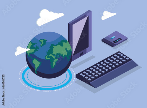 cute connetion tech illustration