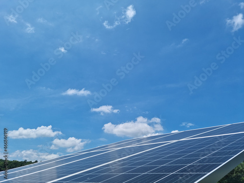 Solar panel with blue sky background
