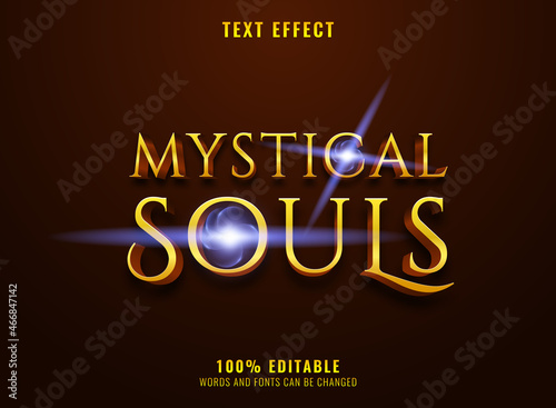 fantasy golden luxury mystical souls with blue flare icon text effect