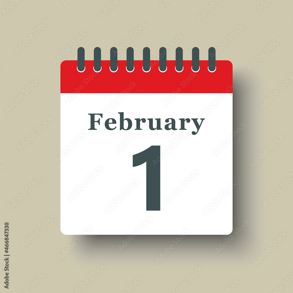 Icon day date 1 February, template calendar page Icon day date 1 February, template calendar page