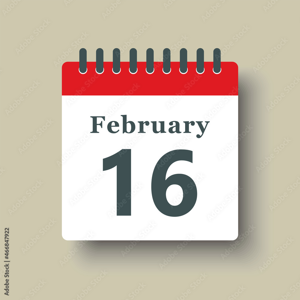 Icon day date 16 February, template calendar page Icon day date 16 February, template calendar page