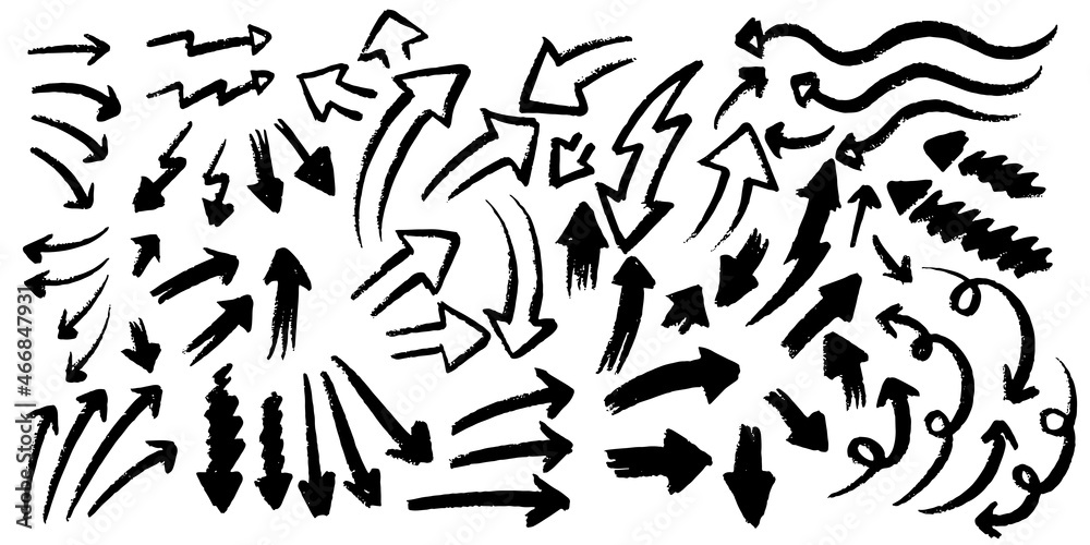 Arrows with different shapes and directions. Sketches icons collection of black direction pencil sketch symbols. Vector illustration graphic design elements Arrows with different shapes and directions. Sketches icons collection of black direction pencil sketch symbols. Vector illustration graphic design elements