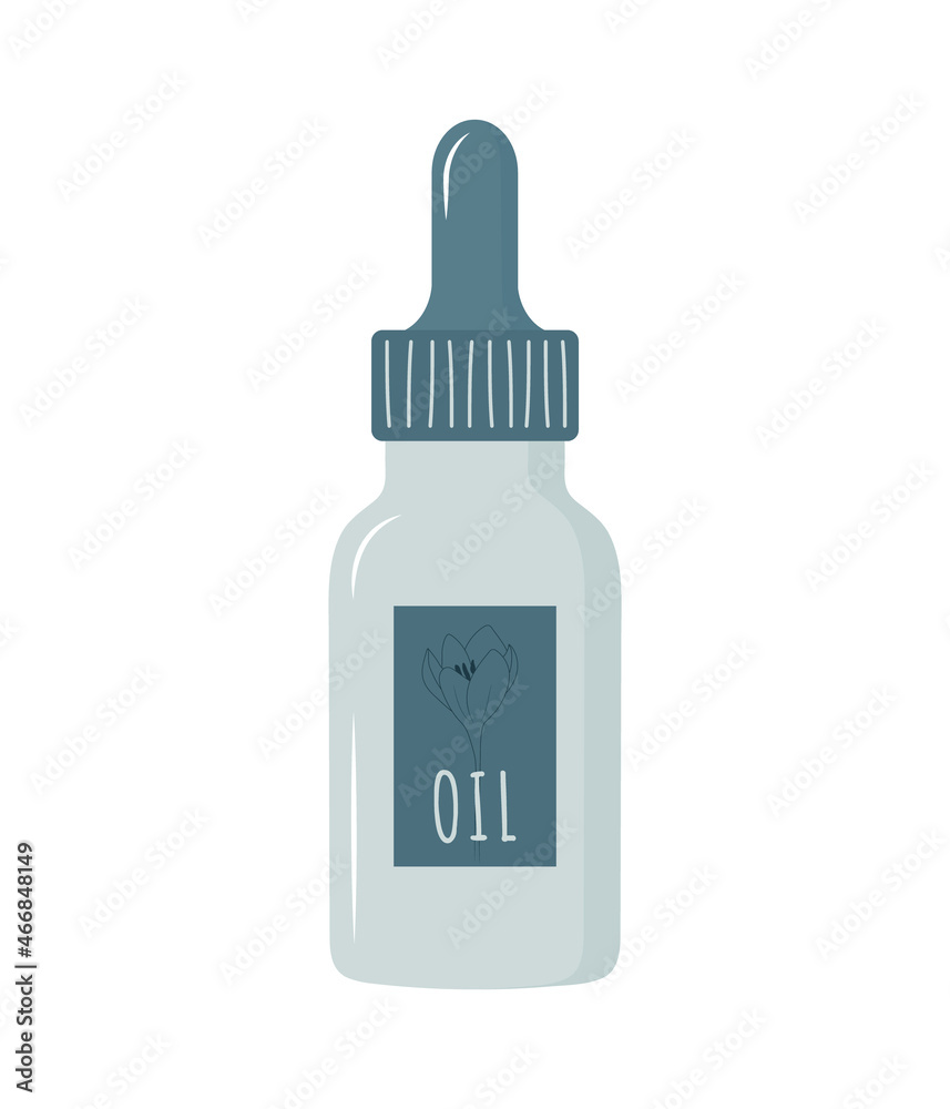 Hydrating facial oil. Skin care, moisturizing and hygiene concept. Morning routine. Blue serum mask bottle isolated on white background. Vector illustration in flat cartoon style. Hydrating facial oil. Skin care, moisturizing and hygiene concept. Morning routine. Blue serum mask bottle isolated on white background. Vector illustration in flat cartoon style.