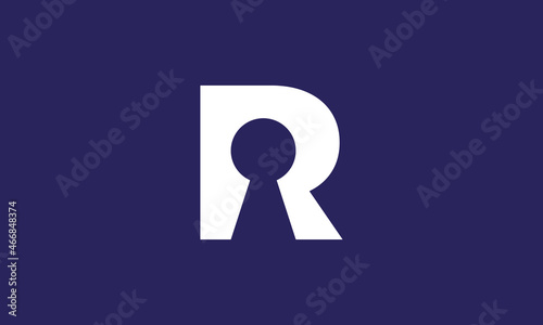 R key Logo. Letter R with keyhole . unique logo design. simple and modern , vector illustration