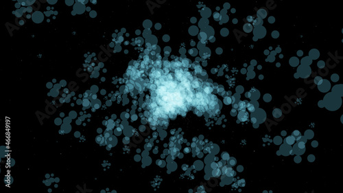 blurred blue particles on black background. blurred blue background