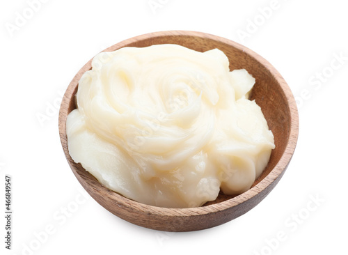 Plate with lard on white background photo