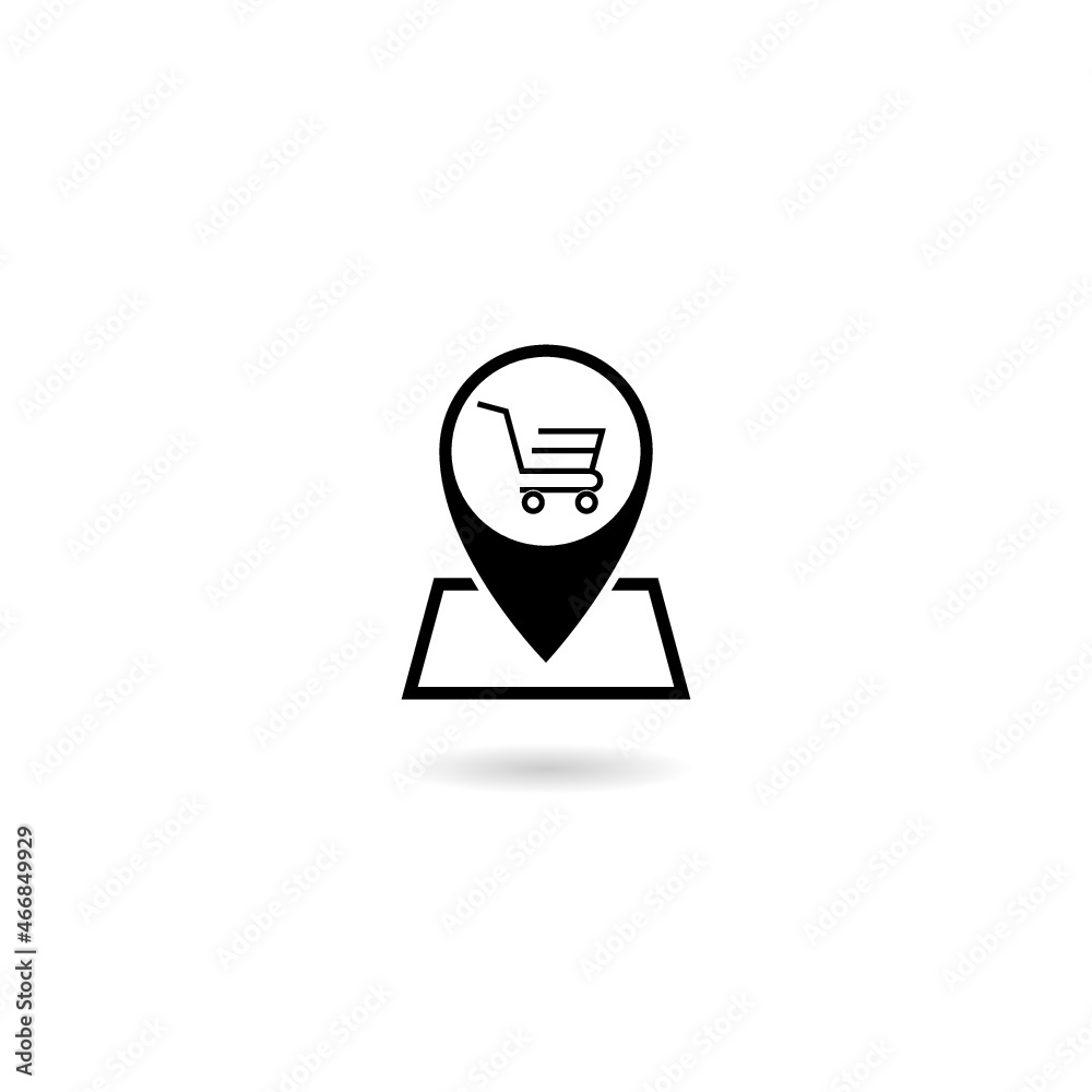 Store with Location icon with shadow Store with Location icon with shadow
