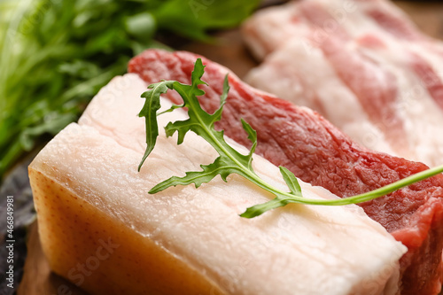 Fresh raw pork belly slices...