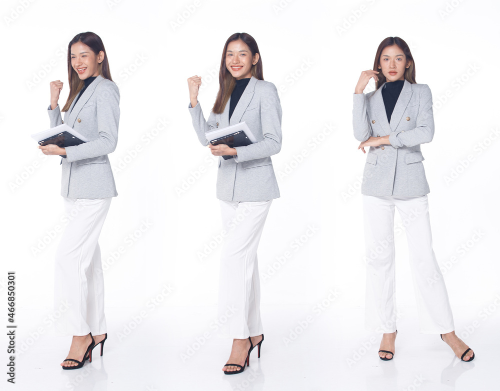 Collage Group Full length Figure snap of 20s Asian Woman brown hair business suit pant Collage Group Full length Figure snap of 20s Asian Woman brown hair business suit pant