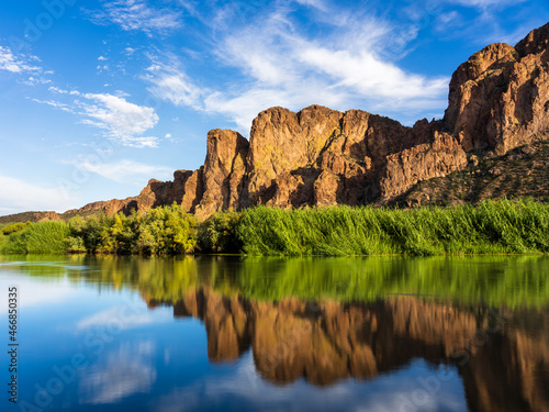 Desert Cliffs Reflecting off the Salt River in Arizona