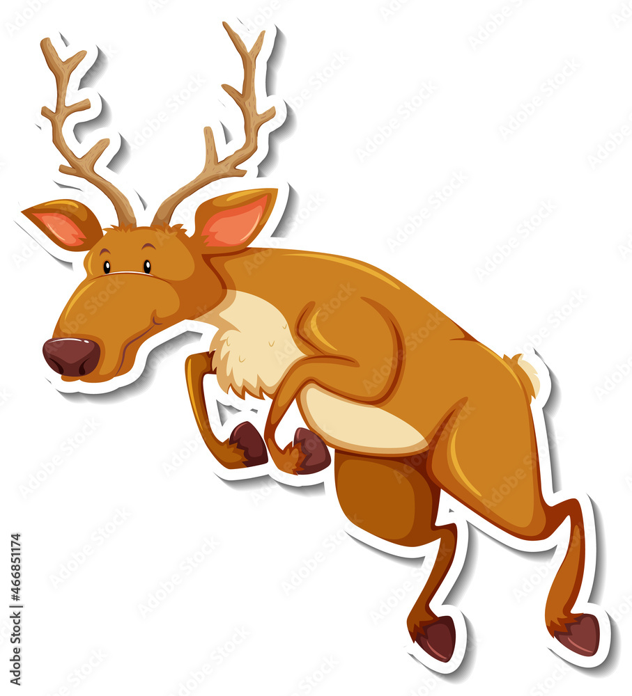 Deer leaping cartoon character sticker Deer leaping cartoon character sticker