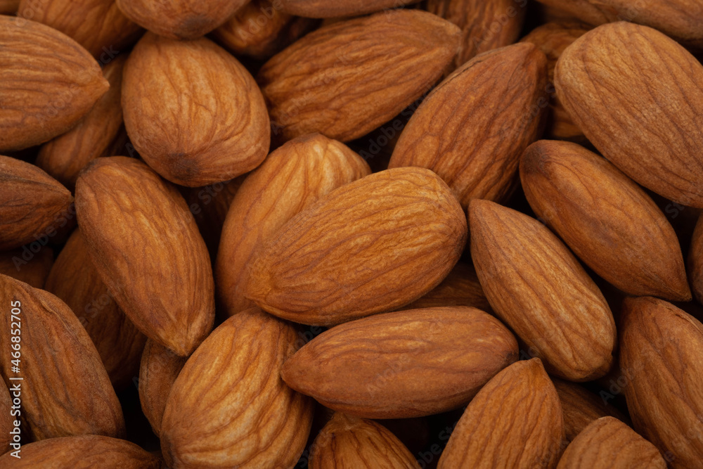Almonds on white background. Healty food concept.