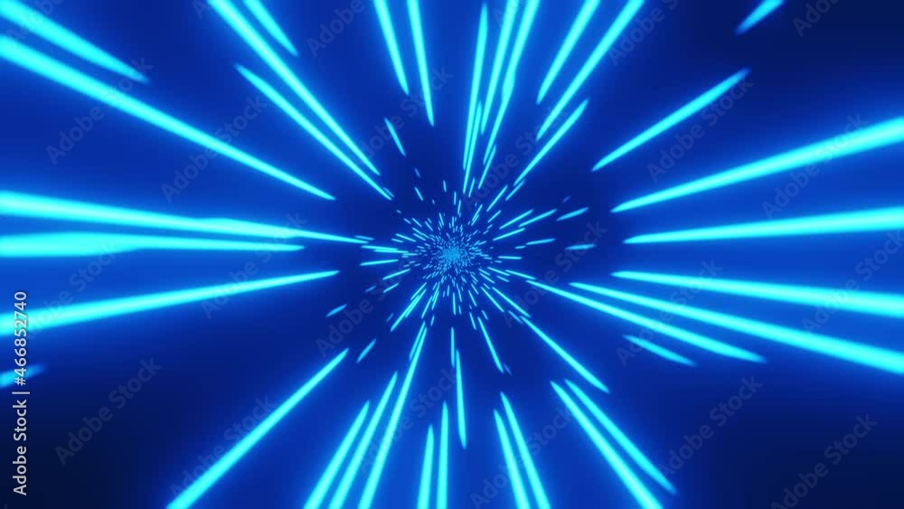 Loopable: Interstellar flight with rotation at warp speed, space jump through blue hyperspace. Abstract space background. Loopable: Interstellar flight with rotation at warp speed, space jump through blue hyperspace. Abstract space background.