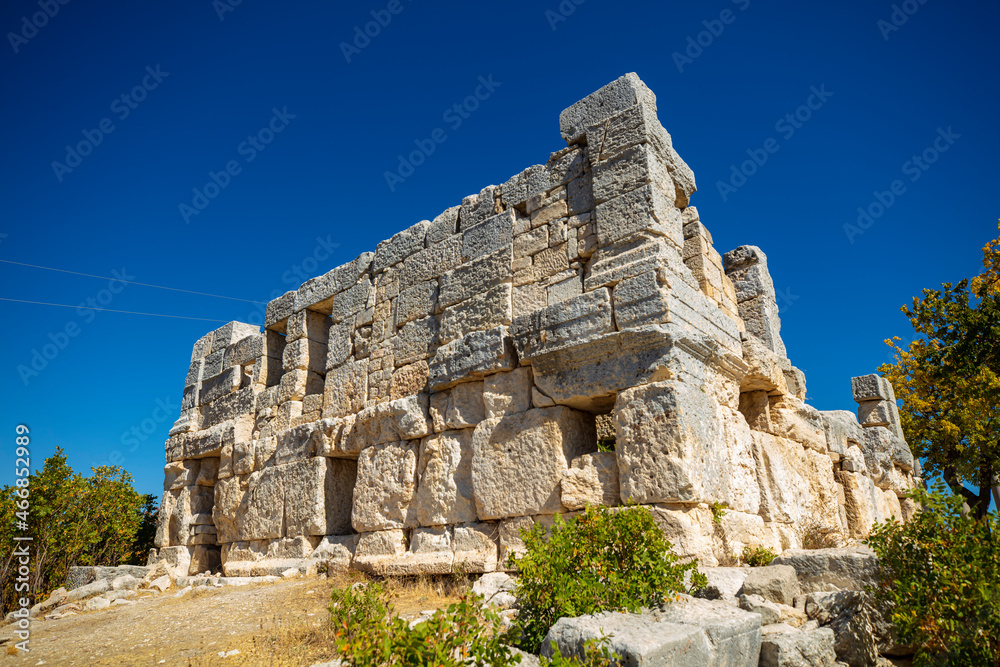 The Temple of Zeus of Diokaesareia ( Uzuncaburc ) Ancient City in Mersin, Turkey