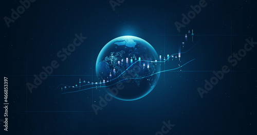 Global trading financial business stock market chart and technology trade exchange finance graph on digital economy price 3d background with profit investment. Elements of this image furnished by NASA