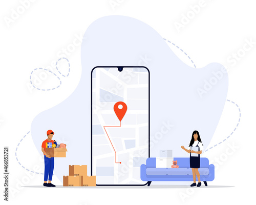 Vector Illustration, Moving Out Concept, Showing people moving out into a new place, Suitable for landing page, UI, web, App intro card, editorial, flyer, and banner