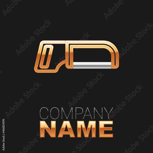 Line Hacksaw icon isolated on black background. Metal saw for wood and metal. Colorful outline concept. Vector