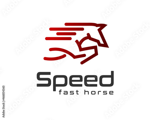 simple running horse line art logo template illustration