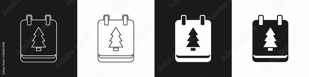 Set Christmas day calendar icon isolated on black and white background. Event reminder symbol. Merry Christmas and Happy New Year. Vector Set Christmas day calendar icon isolated on black and white background. Event reminder symbol. Merry Christmas and Happy New Year. Vector