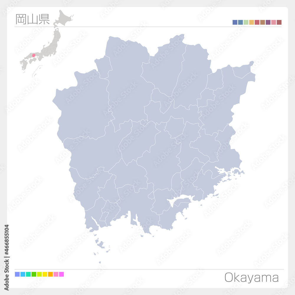 岡山県の地図・Okayama