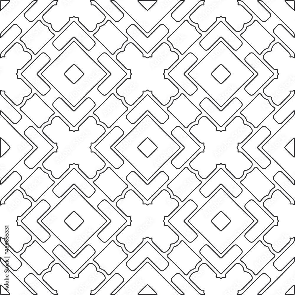 Vector pattern with symmetrical elements . Repeating geometric tiles from striped elements.large black pattern .
