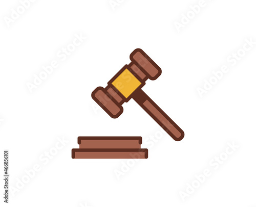 Judge hammer flat icon. Single high quality outline symbol for web design or mobile app.  Thin line signs for design logo, visit card, etc. Outline pictogram EPS10