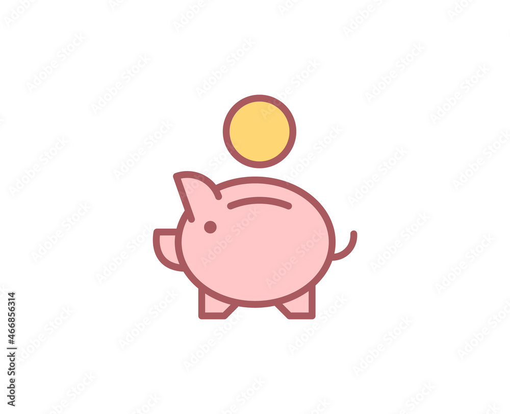 Fototapeta premium Money pig flat icon.