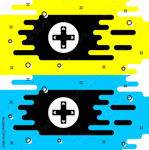 White Game controller or joystick for game console icon isolated on black background. Vector