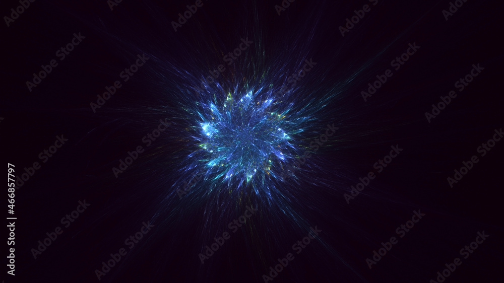 3D rendering abstract multicolor fractal light background