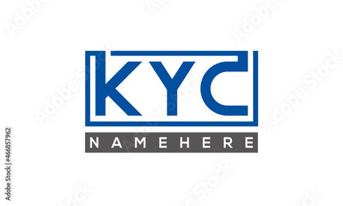 KYC Letters Logo With Rectangle Logo Vector