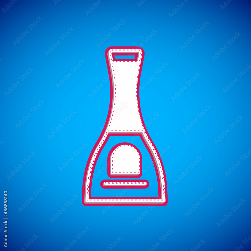 White Bottle of nail polish icon isolated on blue background. Vector White Bottle of nail polish icon isolated on blue background. Vector