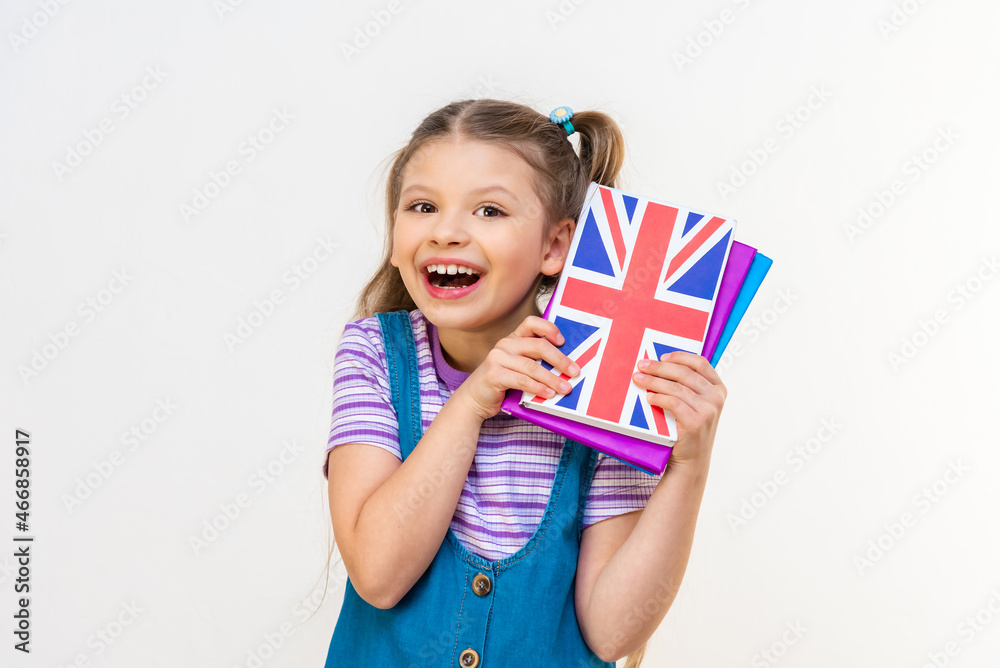 The schoolgirl is very happy about the English lesson.