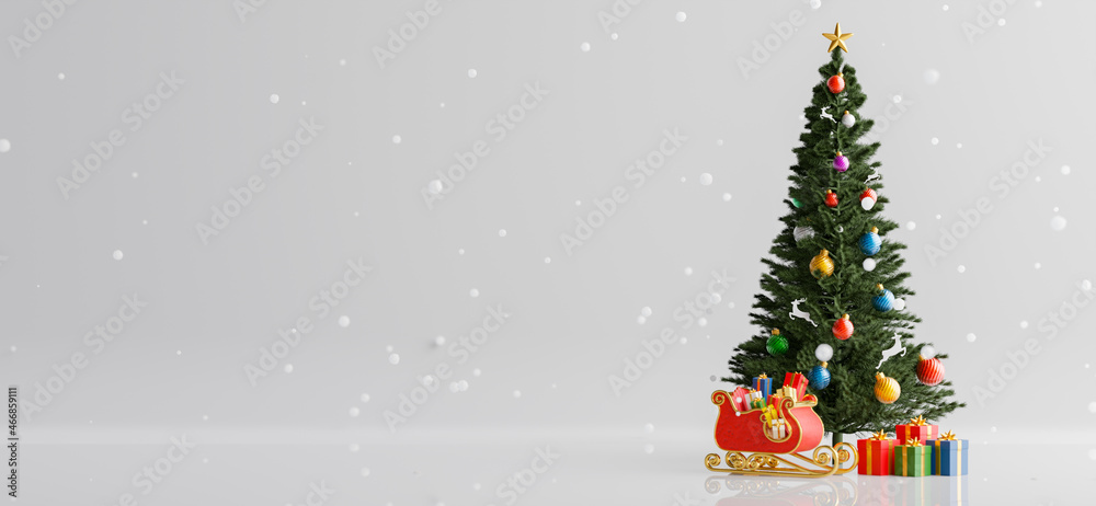 Fototapeta premium christmas tree decoration with christmas ornament concept for your product display