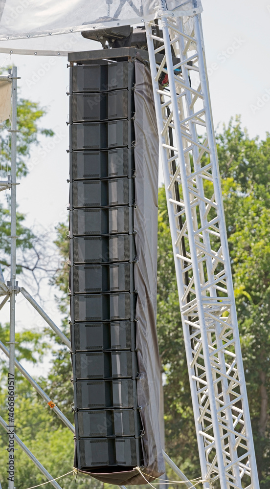 Fototapeta premium speakers hanging for an outdoor concert
