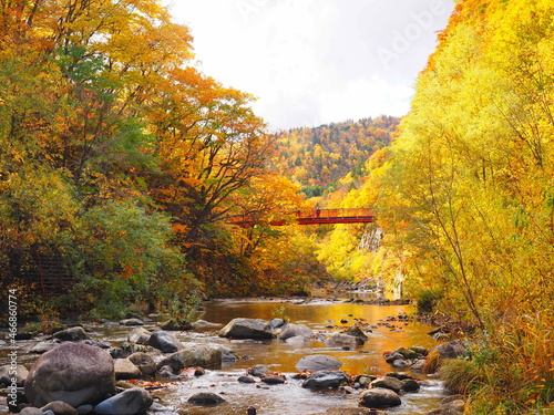 北海道の絶景 秋の定山渓 二見吊橋