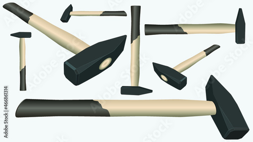 set of hammers isolated on white background, hammer vector illustration