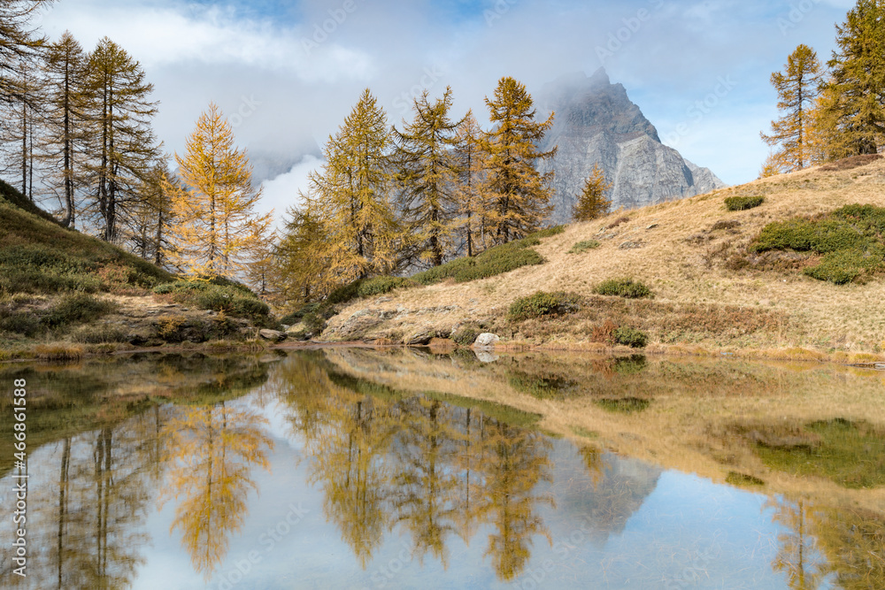 Alpine lake in the Alpe Devero and Veglia natural park, Italy landscape
