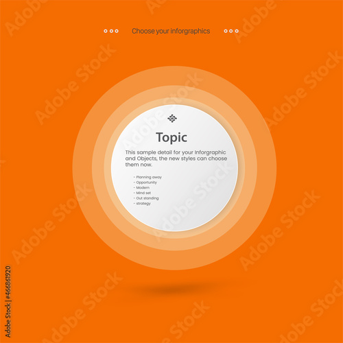 Infographic Process with circle chart in white pannels on Light blue Background and template of Infographic with three opions or steps for presentation objects design