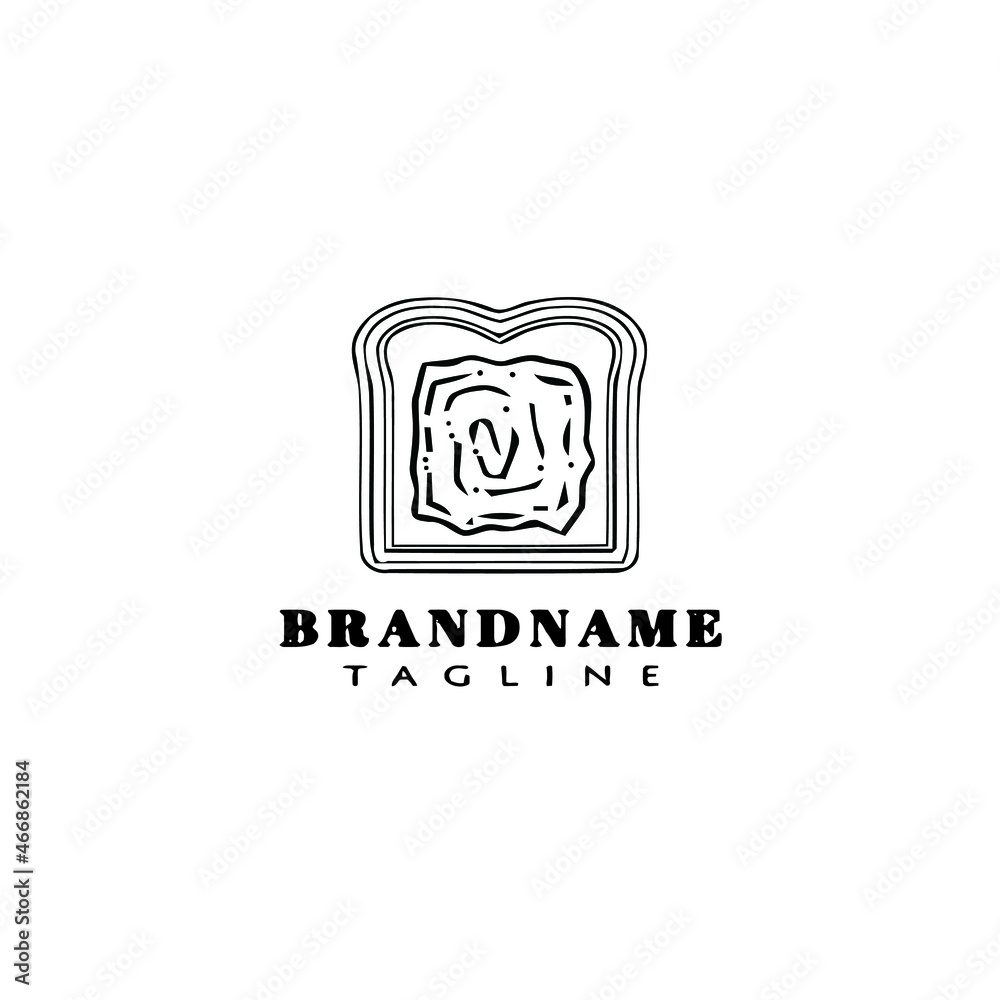 unique bread cartoon logo icon creative template black isolated vector cute