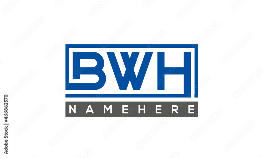 BWH Letters Logo With Rectangle Logo Vector BWH Letters Logo With Rectangle Logo Vector