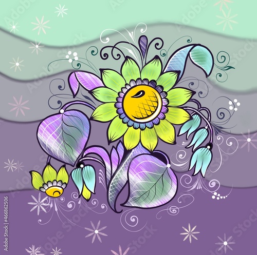 Hand painted in Russian tradition. Russian traditional decorate artwork. Floral patterns. photo
