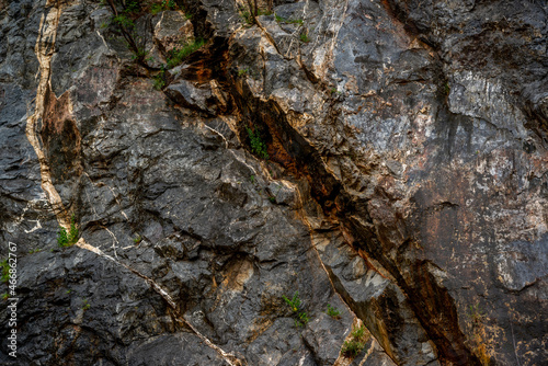 Beautiful patterns of granite on the mountains that erode naturally. Surface stone of the Mountain. copy space.