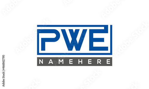 PWE Letters Logo With Rectangle Logo Vector photo