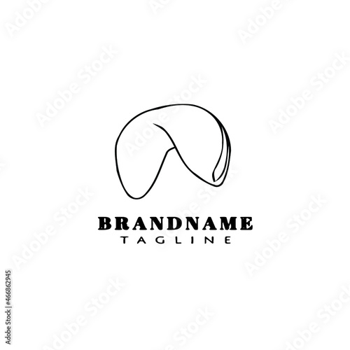 cute chinese fortune cookie cartoon logo icon design template black isolated vector illustration