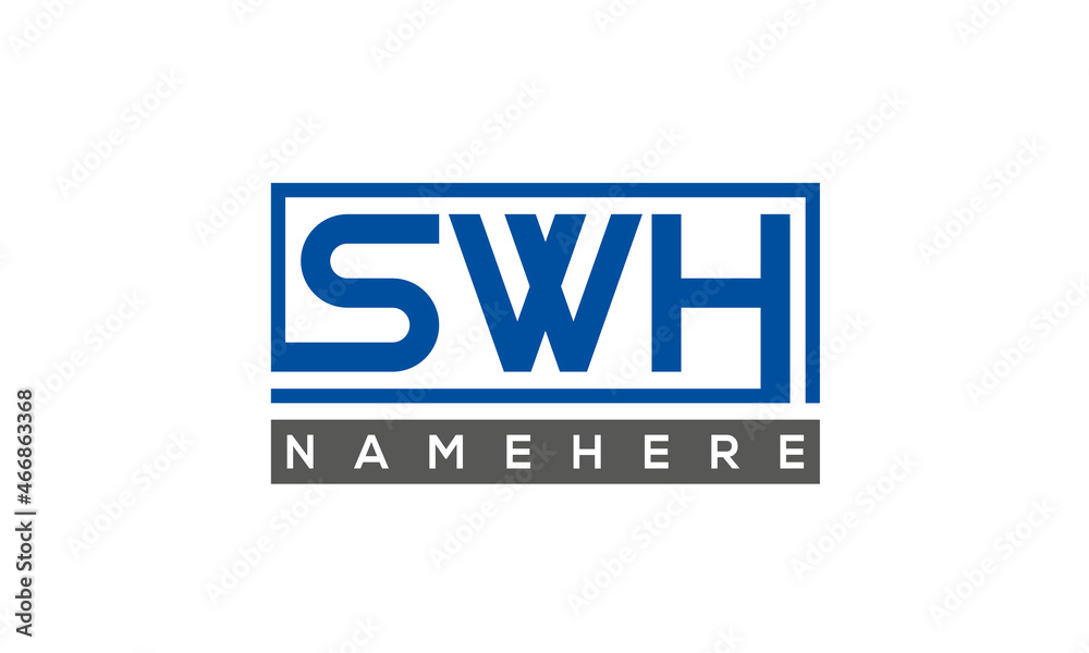 SWH Letters Logo With Rectangle Logo Vector SWH Letters Logo With Rectangle Logo Vector