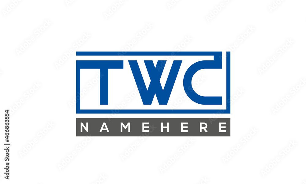 TWC Letters Logo With Rectangle Logo Vector TWC Letters Logo With Rectangle Logo Vector