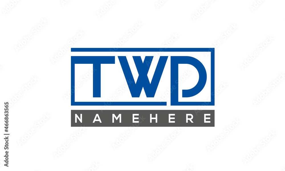 TWD Letters Logo With Rectangle Logo Vector TWD Letters Logo With Rectangle Logo Vector