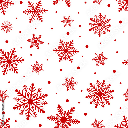 Seamless pattern red snowflakes vector illustration